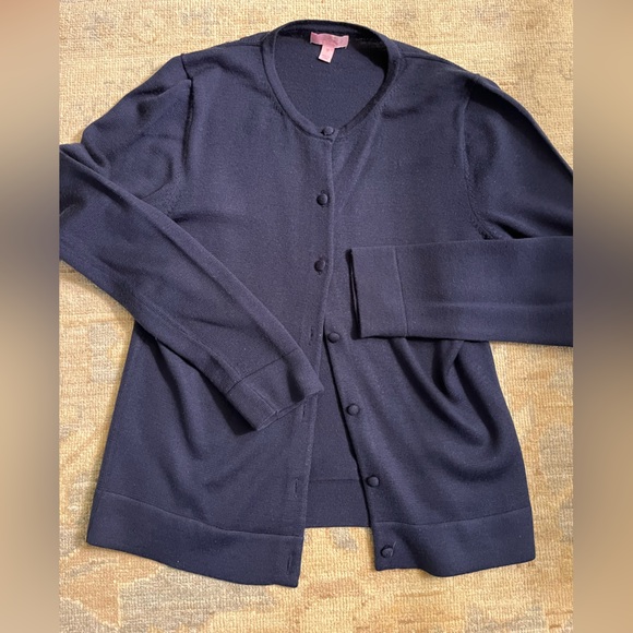 Lilly Pulitzer Navy Cardigan Sweater Medium - Picture 1 of 8
